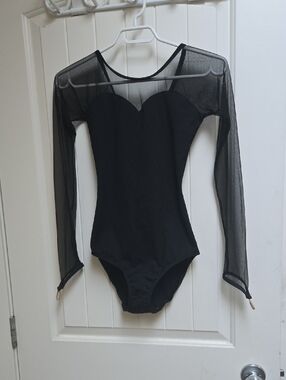 Xpression Medium Black Sheer Mesh Long Sleeve Bodysuit